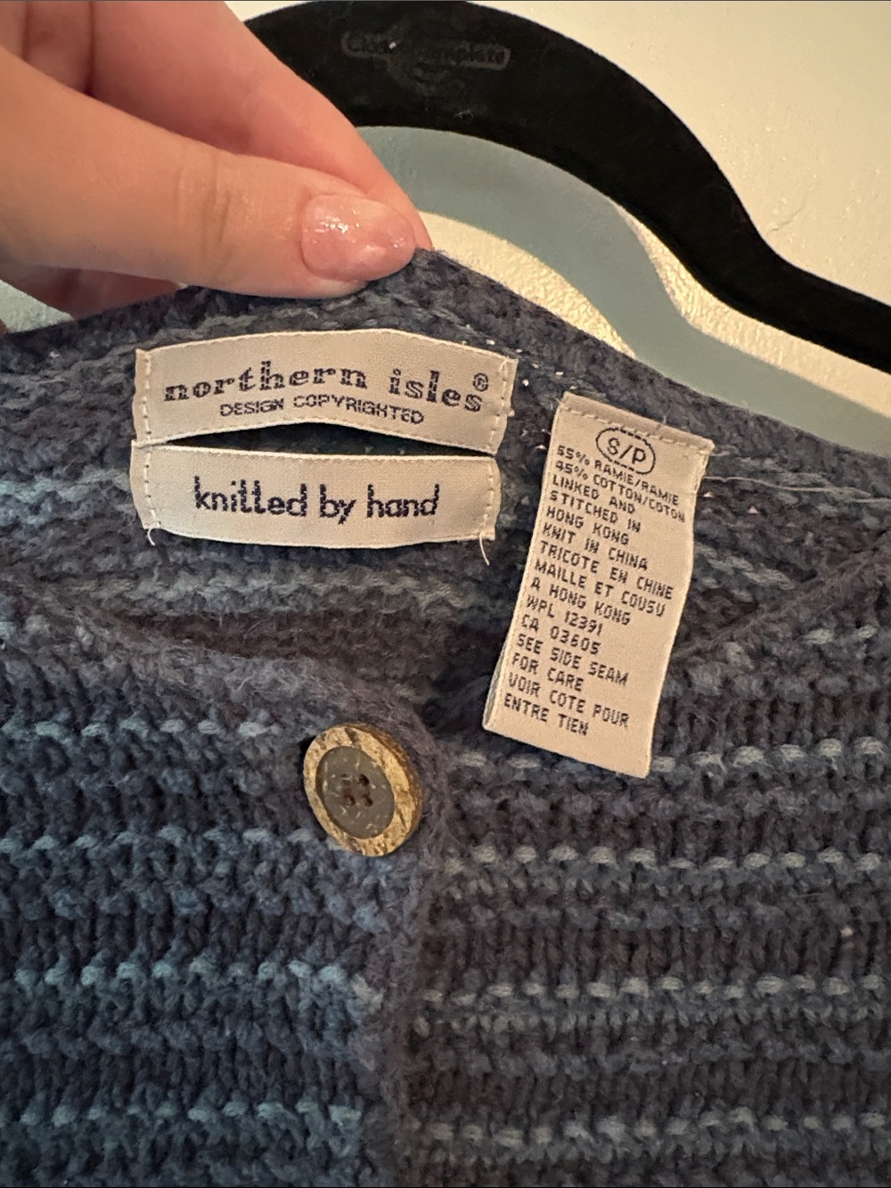 Northern Isles Hand-Knitted Cardigan Sweater with Wooden Buttons - Picture 3 of 6
